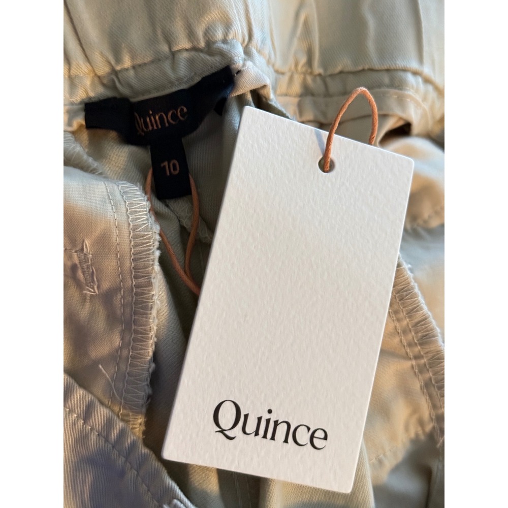 Quince Drapey Twill Tapered Trouser Oatmilk Beige Linen Blend Pants Size 10 NEW - Picture 3 of 5